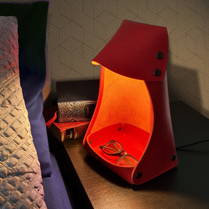 Cubierta de lámpara de escritorio de mesa desmontable Valet Jewelry Key Tray Key Coin Change Case Cesta de almacenamiento de cuero - Product Image 2