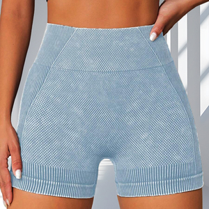 Women's High-Waisted Solid Peach <b>Hip</b> Yoga Shorts Moisture Absorbing Four-Way Stretch Sports Running Washed Shorts - Product Image 4