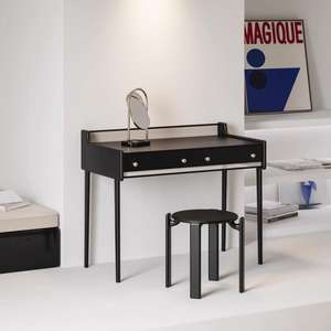 Mesa de Maquillaje Minimalista de Ratán Guji Roja con 2 Cajones, Tocador con Almacenamiento, Mueble para Dormitorio - Product Image 2