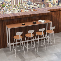 Table de bar haute moderne en WPC et métal pour extérieur, anti-corrosion, pour balcon, cour, salon de thé, café