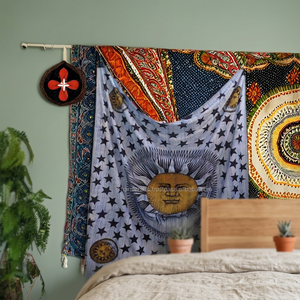 Drap de lit bohème mandala taille Queen, coton traditionnel fait à la main, décoration artistique avec motif imprimé - Product Image 2