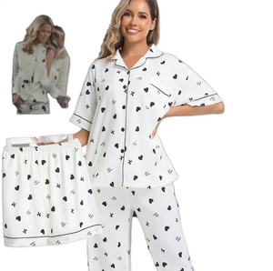 <span class=keywords><strong>Pigiama</strong></span> da Donna in <span class=keywords><strong>Viscosa</strong></span> Lyocell per Primavera Estate Autunno Set in Raso di Seta con Scollo a V Lunghezza Intera Vita Elastica Traspirante Taglia Unica - Product Image 1