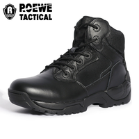 Chaussures de chasse en plein air Chaussures de randonnée anti-éclaboussures pour hommes Bottes légères en cuir à talon moyen Bottes tactiques en cuir de vache de montagne