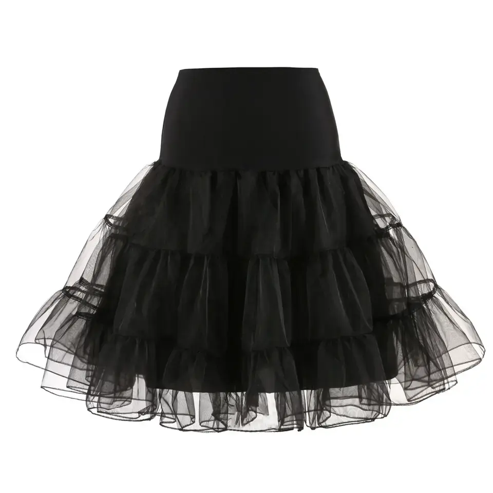 Women's Elastic Waist Petticoat Puffy Tutu Tulle Skirt Underskirt Party Dress Accessories Costume Cosplay