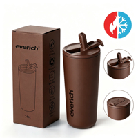 Gobelet isotherme en acier inoxydable de 24 oz avec couvercle à paille rabattable anti-poussière, tasse à café de voyage pour l'extérieur, la voiture, le bureau, la table
