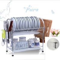 304 support de bol en acier inoxydable Double bol baguettes égouttoir cuisine rangement égouttoir bol baguettes stockage