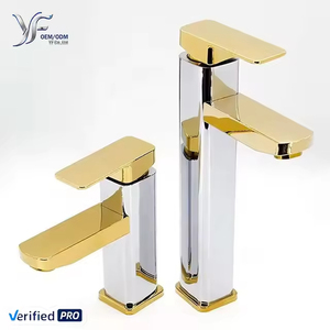 YF Luxuriöser Moderner Gold-Chrom-Messing-Waschtischarmatur, hoher Einhebelmischer für Aufsatzwaschbecken, Warm- und Kaltwasser, Deckmontage 2026 - Product Image 1