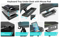 Bureau de studio personnalisé avec éclairage LED en forme d'aile, surface en fibre de carbone, design moderne, double support pour casque, porte-gobelet, pour le gaming