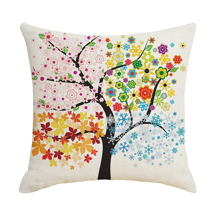 Tree Of Life Cushion Cover đầy màu sắc trái tim Tree in Linen vuông gối trường hợp cho phòng ngủ