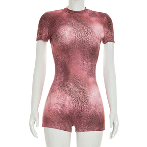 Viviblook C26RP214 Mono de Fiesta para Mujer, Sexy, Ajustado, con Estampado de Serpiente, Verano, Espalda Descubierta, Manga Corta, Bodycon, de Una Pieza - Product Image 3
