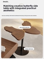 Table basse moderne minimaliste couleur noyer avec rangement rotatif en bois massif pour salon