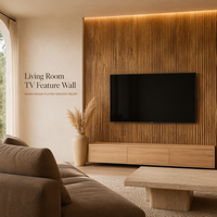 Panneau mural en bois rainuré, bois massif sculpté, rainures verticales, texture ondulée, revêtement en bois naturel pour restaurant, spa, mur TV
