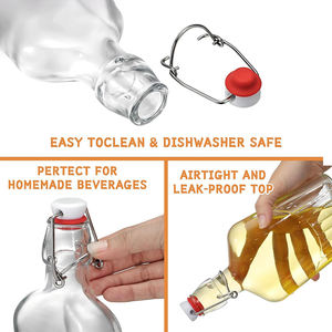 Frasco de vidrio para whisky de 12oz, botellas de vidrio abatibles para agua Lemoncello Kombucha, regalos de boda de Navidad - Product Image 4