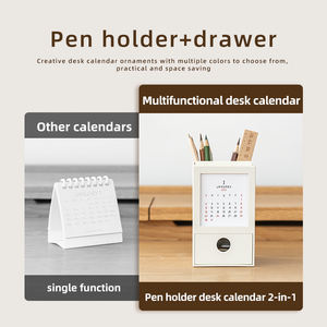 Calendrier de bureau multifonctionnel OEM/ODM avec organisateur de stylos et tiroir de rangement Calendrier de bureau en plastique - Product Image 5