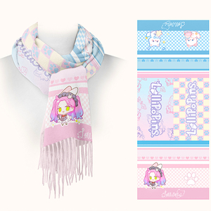 Écharpe longue en cachemire synthétique à deux couleurs, personnalisée avec un motif de dessin animé, pour étudiantes, femmes, adultes, cadeaux en gros, style kawaii et mélodie - Product Image 1