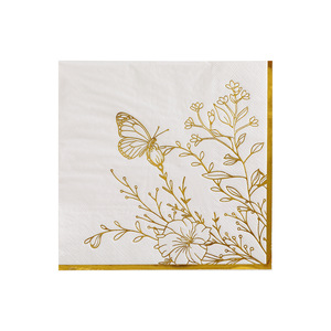 Gold Trimmed Printed Paper Napkins 330mm Wedding Party Disposable Napkins 20 Sheets Per Pack - Product Image 1
