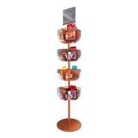 Étalage de bonbons en acrylique à 4 niveaux avec logo personnalisé pour les magasins de détail de collations et d'épicerie en Belgique