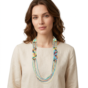 Collar con Borlas Geométricas Hechas a Mano, Chapado en Oro, Estilo Bohemio para Mujer, Imitación de Bola, Ecológico, Personalizado - Product Image 2