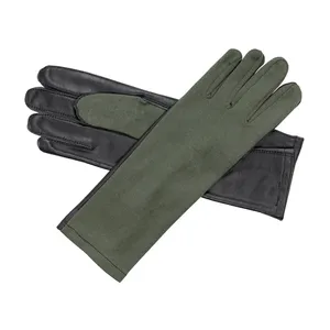 Sarung tangan kulit balap terbang hitam nomex penjualan pabrikan Cina