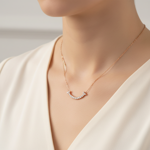 Joyería fina de alta calidad, diseño exclusivo Simple Smile, venta al por mayor, collar con colgante de diamante natural real en oro rosa de 18 quilates para mujer - Product Image 4