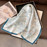 Hoogwaardige op maat gemaakte bloemenprint 100% Mulberry zijden vierkante sjaal (140cm) |   Luxe Jacquard OEM ODM Casual Sjaal Groothandel