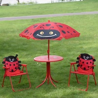 Conjunto de Mesa y Sillas Plegables para Niños, Moderno, para Exteriores, con Sombrilla Extraíble, Mini Parasol para Camping, Jardín, Playa, Patio, Acero Inoxidable