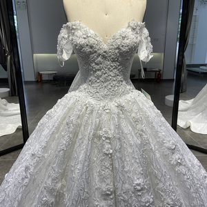 For Jancember LSRZ01 Elegant Ivory <b>Ball</b> <b>Gown</b> Wedding Evening Dresses Appliqued Flower Beading Embroidery Natural for Parties - Product Image 2