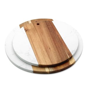 Planche à charcuterie en marbre : Planche à découper en bois d'acacia et en marbre, disponible en petite et grande taille - Product Image 2