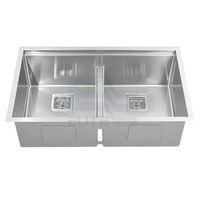 Station de travail multifonction 32 pouces faite à la main en acier inoxydable SUS304 double cuvette évier de cuisine