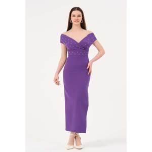 Haut tricoté décontracté pour femme DANS, couleur unie violette, manches courtes - Coupe classique, lot de 36-42 (vente en gros) - Product Image 3