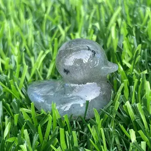 Wholesale natural labradorite rose quartz crystal carving animal crystal duck for crystal crafts