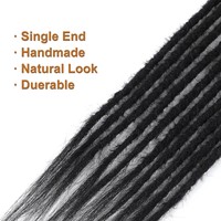 10 mèches/paquet, extensions de dreadlocks synthétiques faites à la main, 0,6 cm, couleur noir/blond miel, à une extrémité, pour femmes et hommes