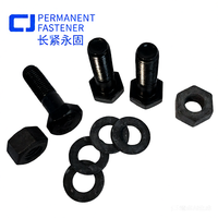 Baut Kepala Heksagonal Besar Baja Paduan 10.9S Lapisan Oksida Hitam Merek CJ dengan Mur Tunggal dan Cincin Ganda Sesuai GB/T 1231-2024 M16 M20