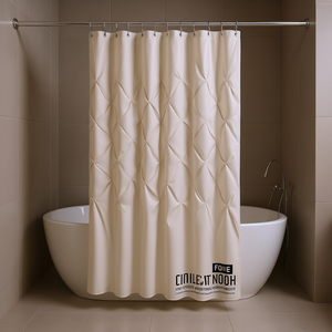 Rideau de douche semi-transparent moderne, imperméable, en polyester, design tufté, avec crochets en plastique - Product Image 2