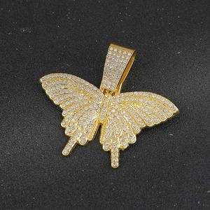 Collar de cadena de cuerda estilo Hip Hop con colgante de mariposa de aleación y diamantes brillantes, joyería de moda para mujer - Product Image 4