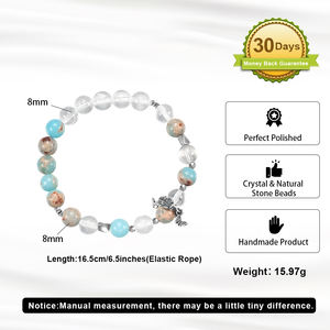 RINNTIN GMB99 Vente en gros de perles de pierre naturelle Shoushan de 8 mm, perles de quartz clair, bracelet en cristal de guérison pour le <span class=keywords><strong>bien</strong></span>-être et l'équilibre - Product Image 4