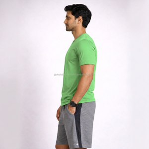 Camiseta Formal de Cuello Redondo para Hombre, Manga Corta, Verde Sólido, 100% Algodón Tejido, Corte Regular, Logotipo Frontal - Product Image 5