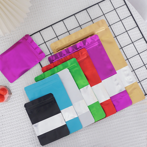 100 pz/<span class=keywords><strong>pacco</strong></span> con chiusura a chiusura lampo in plastica laminata di alluminio colorato stampato in alluminio borsa Stand up Pouch per cibo Tea Coffee Nut Packaging - Product Image 3