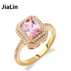 Classique carré en forme de bague en diamant pavé cz 18 k bague en or pour les femmes - Product Image 5
