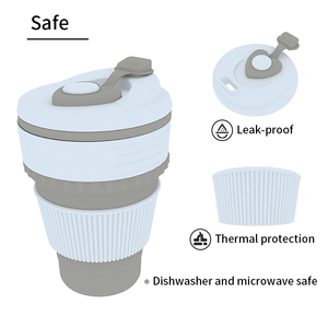 350ml Silicone Foldable Personalize Reusable <strong>Collapsible</strong> Travel Coffee Water <strong>Cup</strong> Folding Outdoor Camping Travel Mug with Lid - Product Image 5