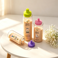 Bouteille en plastique compressible de qualité alimentaire personnalisée de 200 ml, 250 ml, 360 ml avec bouchon compressible pour ketchup, moutarde, sauce, salade