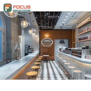 Mostrador de Servicio de Café de Lujo, Zona de Pago, Estante para Pastelería, Mostrador de Café de Roble Natural - Product Image 2