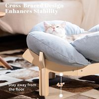 Cama para Gatos de Madera con Cojín, Sofá Cama para Mascotas, Silla Elevada para Gatos de Interior, Adecuada para Cachorros, Muebles para Gatos