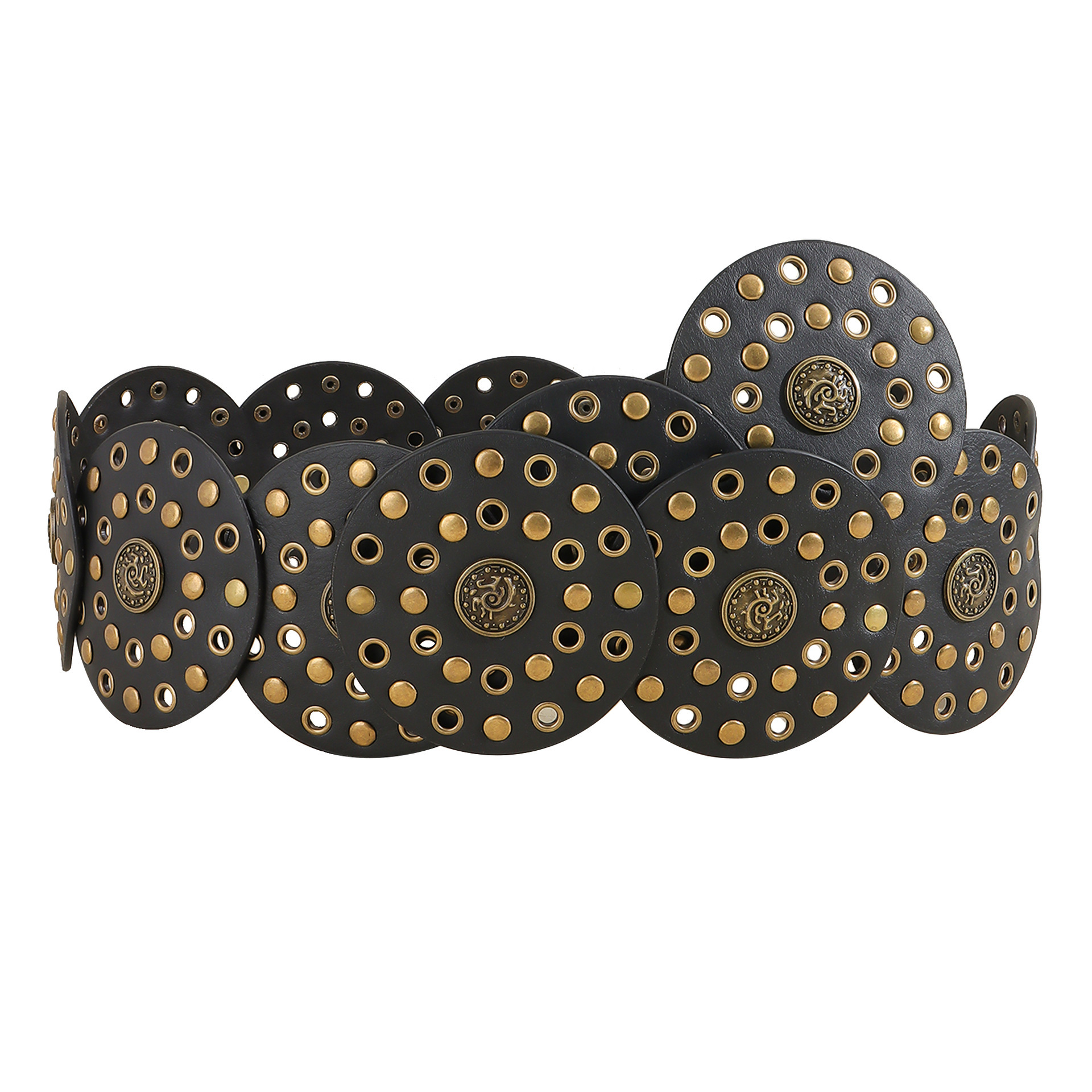 good quality haoyu Belt Vintage suede PU bronze rivets  display picture 3