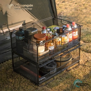 Cesta de Almacenamiento Plegable de Acero Inoxidable para Accesorios de Camping al Aire Libre con Compartimentos Divididos y Diseño Portátil - Product Image 5
