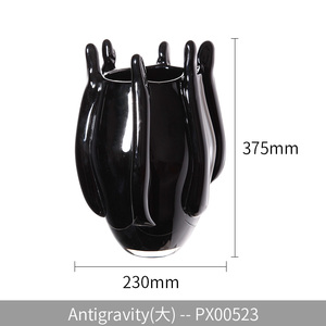 Artistico <span class=keywords><strong>vetro</strong></span> nero colorato ornamento decorativo per la casa <span class=keywords><strong>di</strong></span> lusso cristallo chic elemento del tavolo vaso per uso domestico - Product Image 2