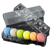 Boîte à dessert en plastique jetable à 6 compartiments, emballage en blister transparent en PET pour petits gâteaux