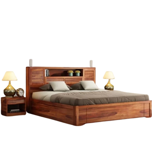 เตียงไม้มาเวอริค ชีแชม พร้อมที่เก็บของ สีฮันนี่ ดีไซน์หรูหรา โครงสร้างแข็งแรง ช่องเก็บของกว้างขวาง - Product Image 1