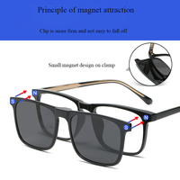 Lunettes pour myopes pour hommes 2 en 1 Cadres de lunettes magnétiques Lentilles interchangeables Lunettes de soleil TR90 Clip magnétique polarisé sur lunettes
