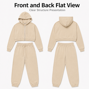 Conjunto de Sudadera con Capucha Corta y Cremallera y Pantalones Jogger para <span class=keywords><strong>Mujer</strong></span> al por Mayor, con Cintura Ajustable con Cordón, Ropa Casual de Descanso, <span class=keywords><strong>Chándal</strong></span> - Product Image 3